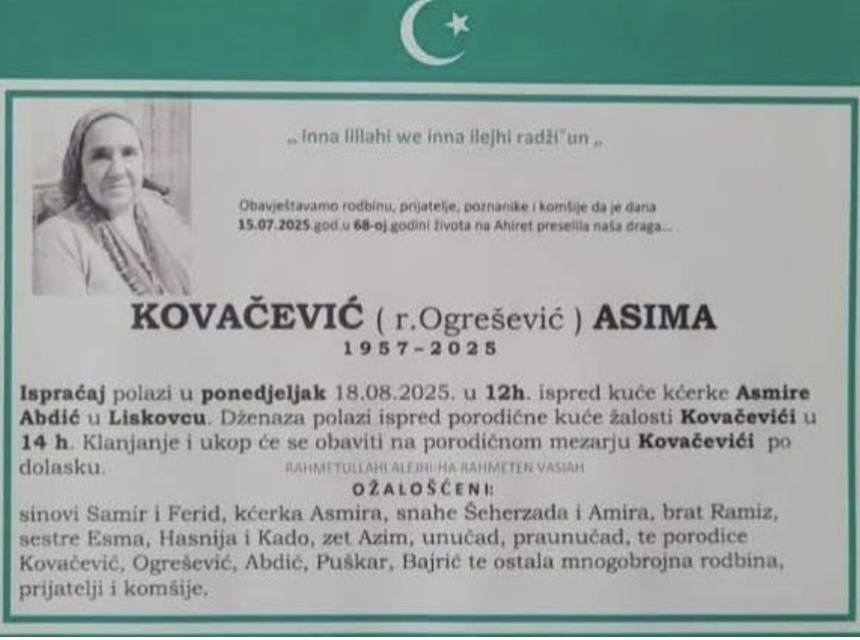 KOVAČEVIĆ (r. Ogrešević) ASIMA