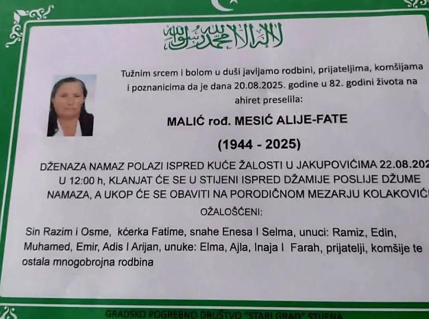 MALIĆ rođ. MEŠIĆ ALIJE-FATE