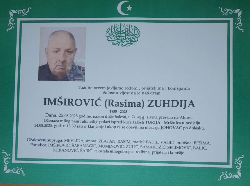 IMŠIROVIĆ (Rasima) ZUHDIJA