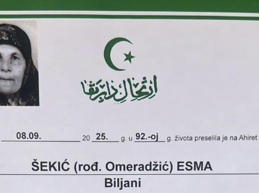 Šekić (rođ. Omeradžić) Esma