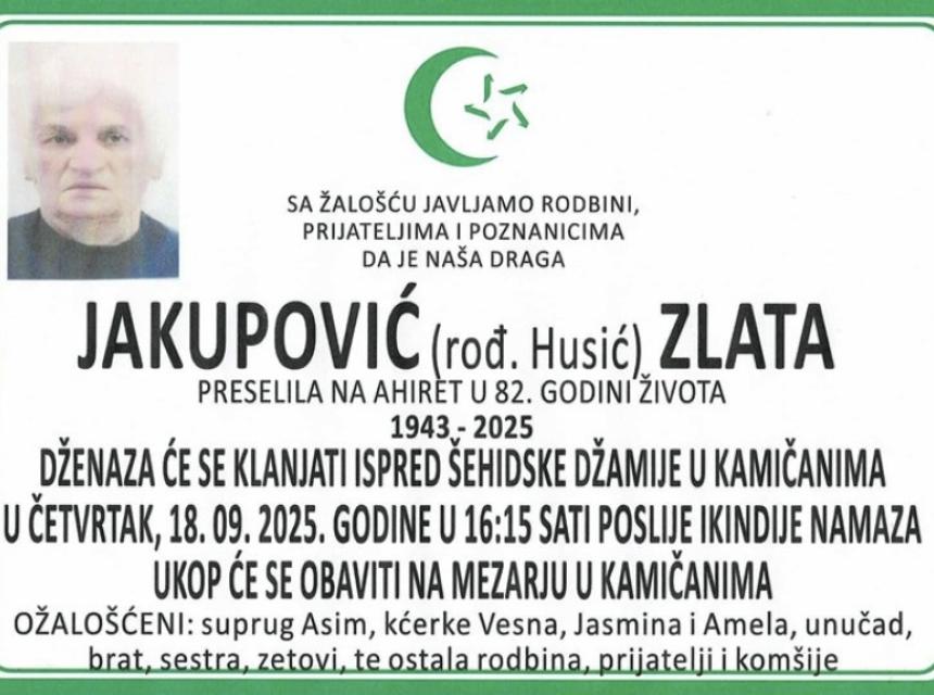 Jakupović (rođ. Husić) Zlata