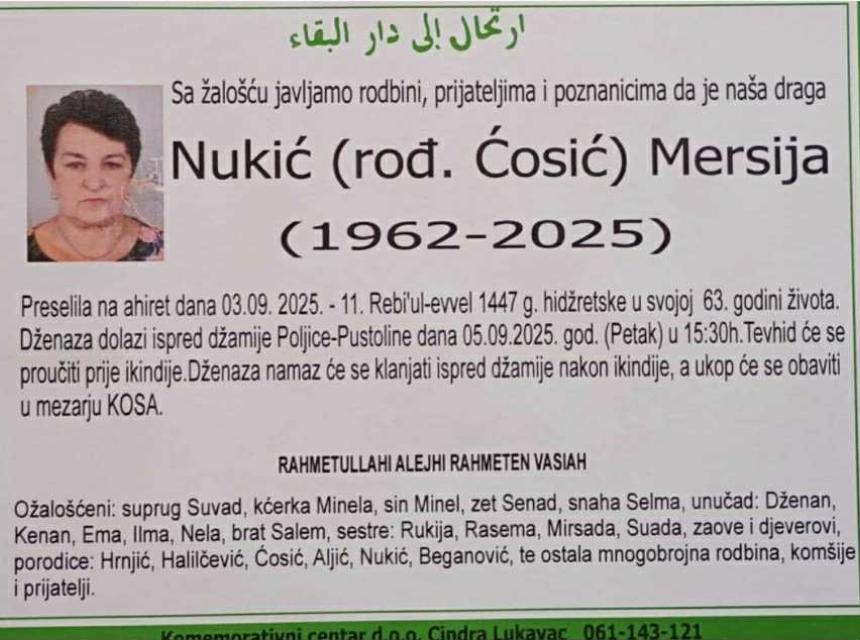 Nukić (rođ. Ćosić) Mersija