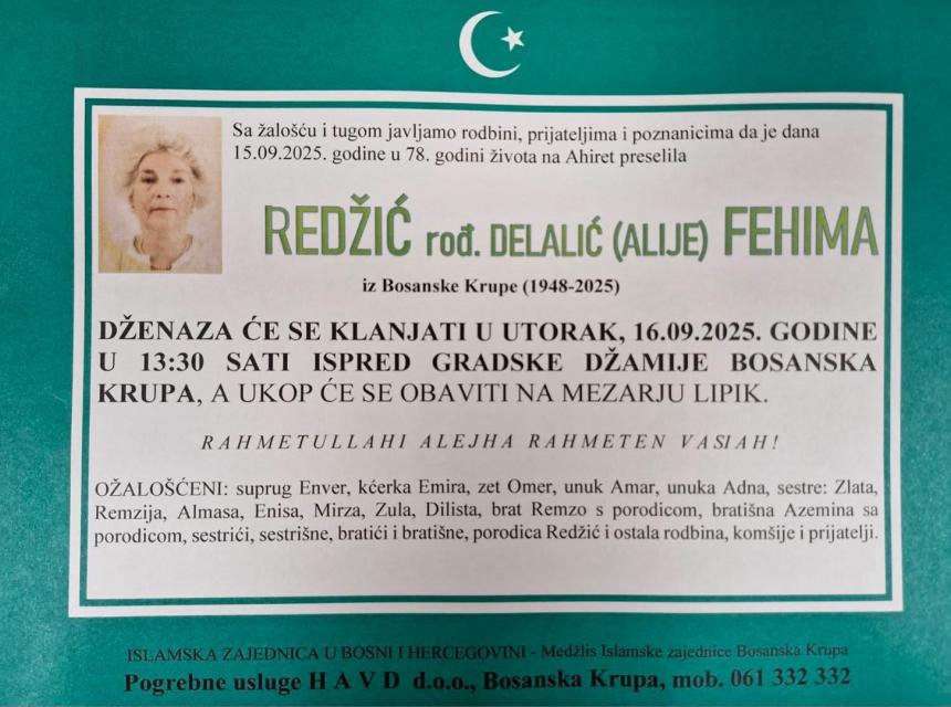 Redžić rođ. Delalić (Alije) Fehima