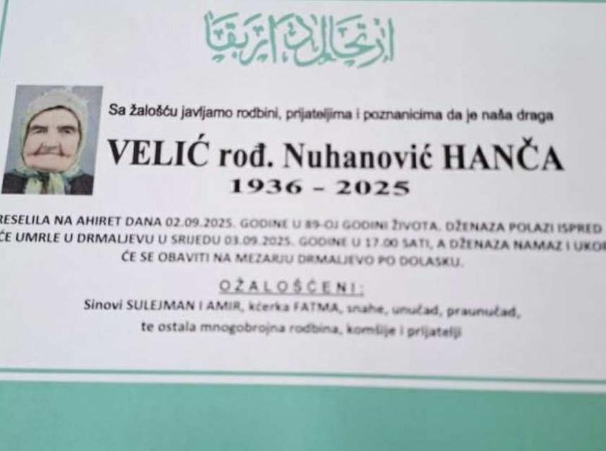 Velić rođ. Nuhanović Hanča