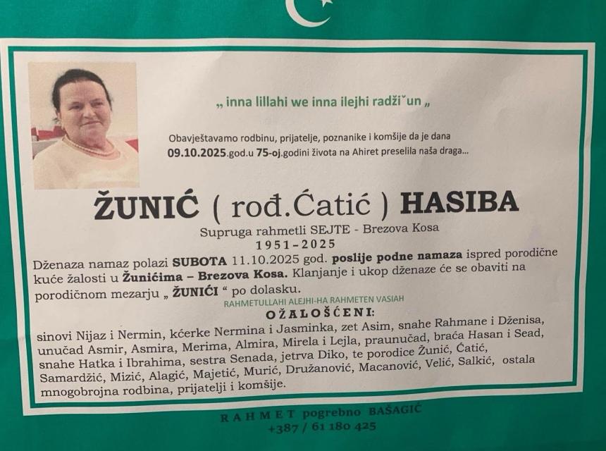 Žunić (rođ. Ćatić) Hasiba