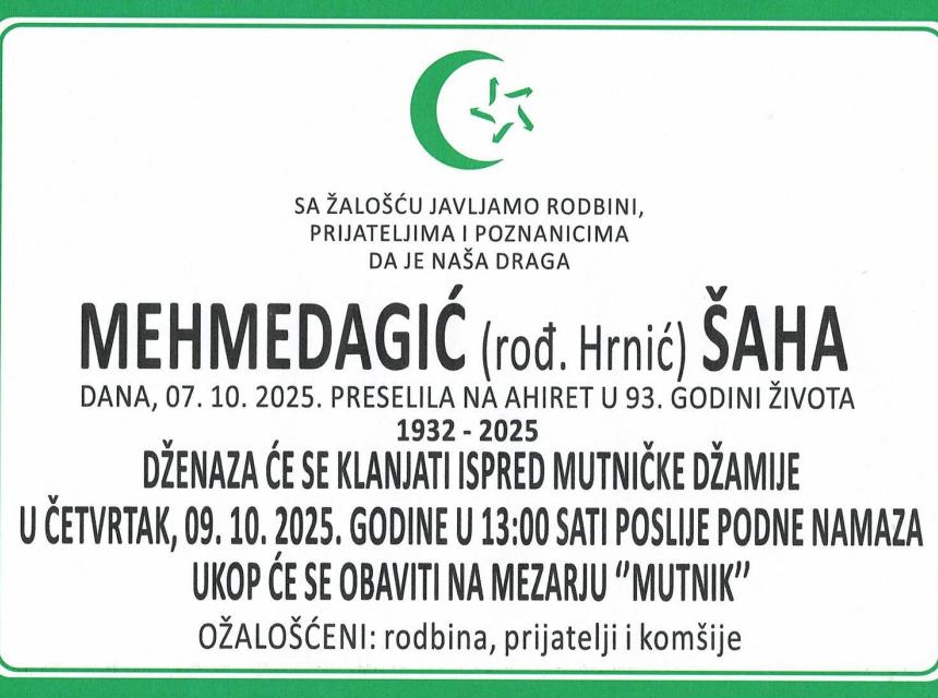 Mehmedagić (rođ. Hrnić) Šaha