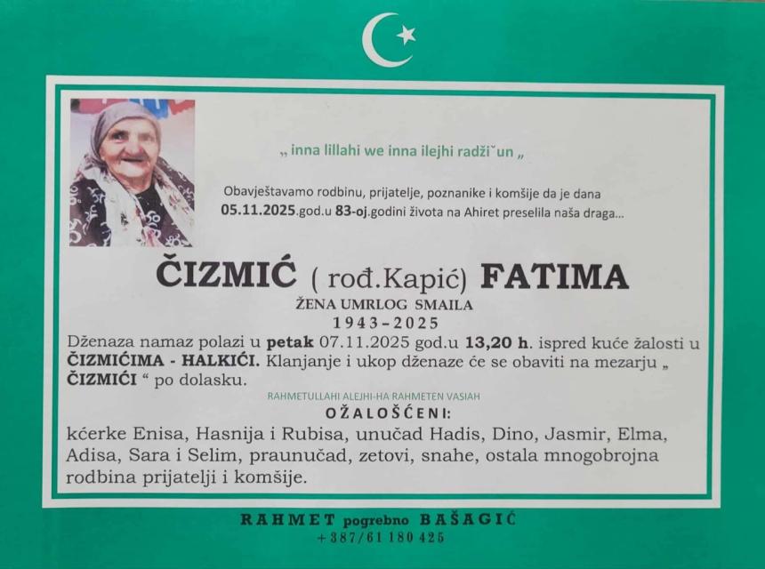 Čizmić (rođ. Kapić) Fatima