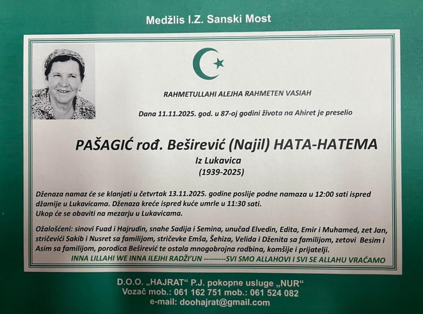 Pašagić rođ. Beširević (Najil) Hata-Hatema