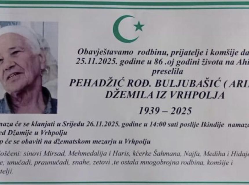 Pehadžić rođ. Buljubašić (Arif) Džemila