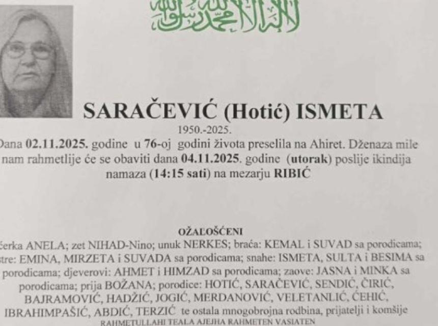 SARAČEVIĆ (Hotić) ISMETA