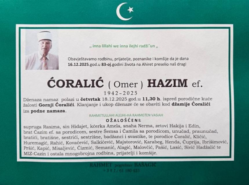 Čoralić (Omer) Hazim, ef.