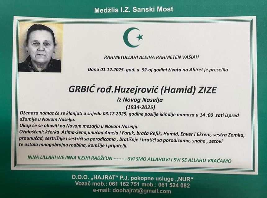 Grbić rođ. Huzejrović (Hamid) Žize