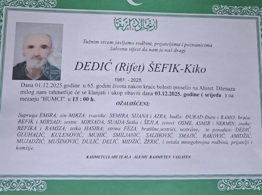 DEDIĆ (Rifet) Šefik – Kiko