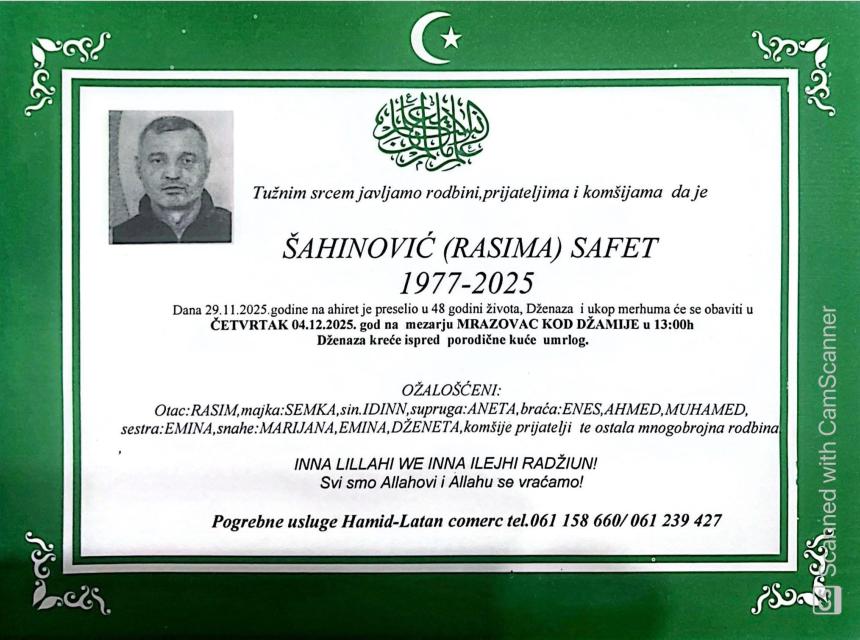 Šahinović (Rasima) Safet