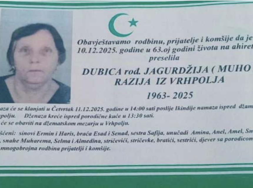 Dubica rođ. Jagurdžija (Muho) Razija 