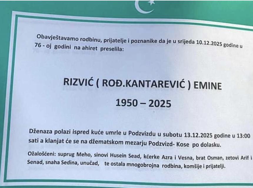 Rizvić (rođ. Kantarević) Emine