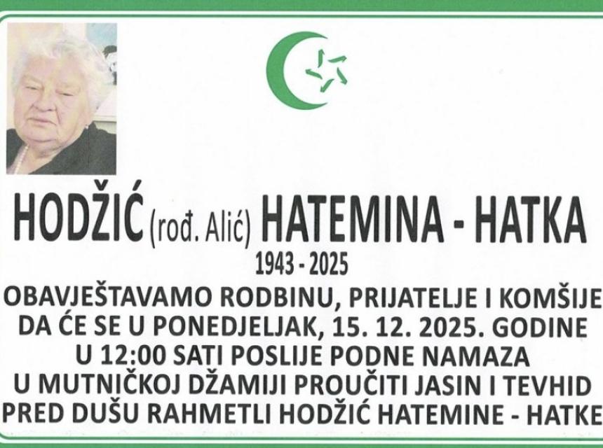 Hodžić (rođ. Alić) Hatemina &ndash; Hatka