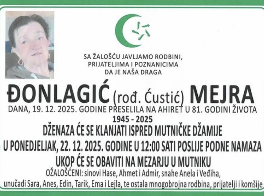 Donlagić (rođ. Ćustić) Mejra
