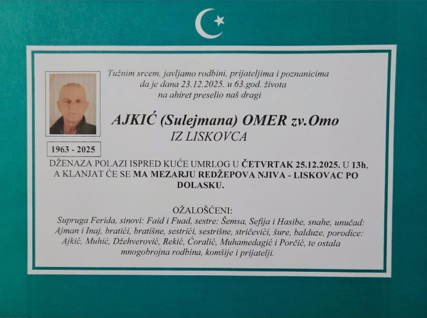 Ajkić (Sulejmana) Omer zv. Omo