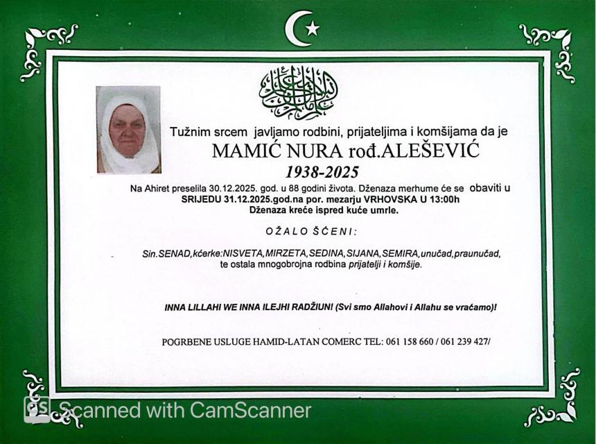 Mamić Nura, rođ. Ale&scaron;ević