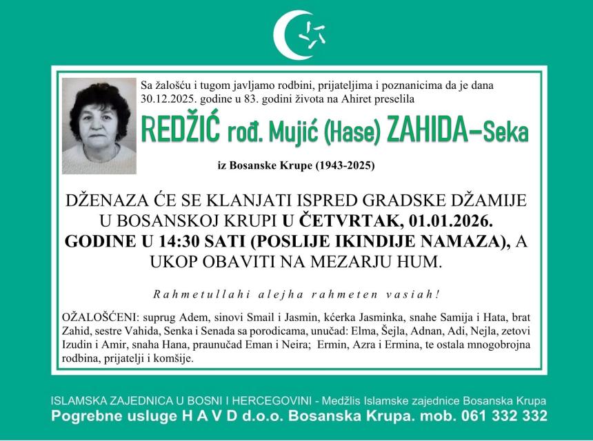Redžić rođ. Mujić (Hase) Zahida &ndash; Seka