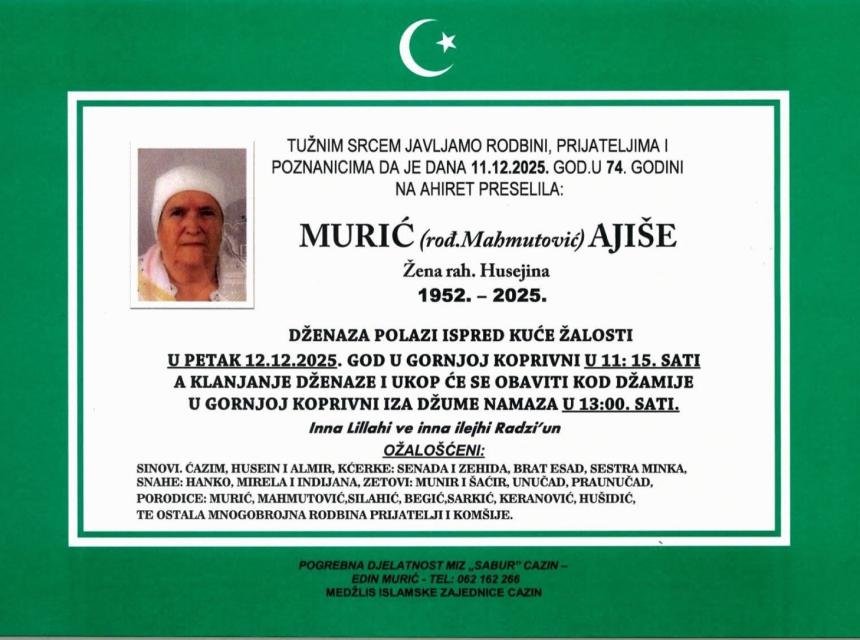 Murić (rođ. Mahmutović) Ajiše