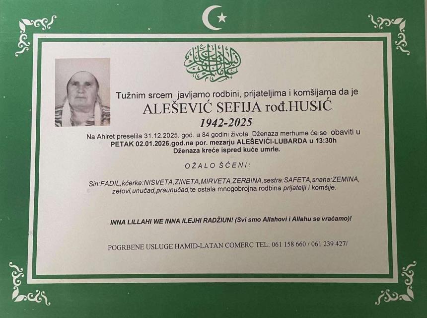 Ale&scaron;ević Sefija, rođ. Husić