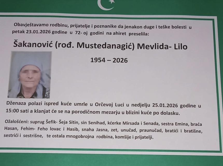 &Scaron;akanović (rođ. Mustedanagić) Mevlida &ndash; Lilo