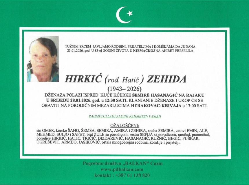 Hirkić (rođ. Hatić) Zehida