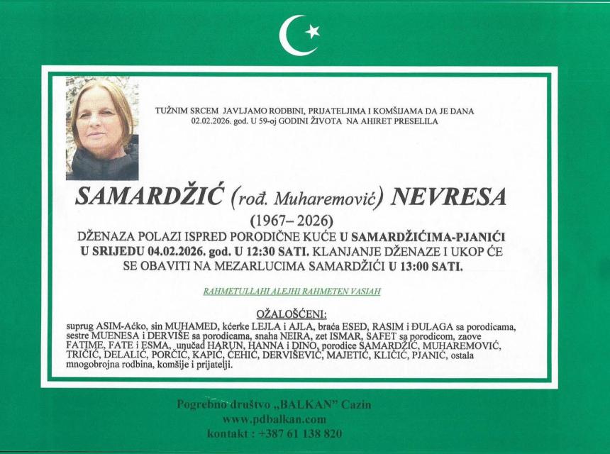 Samardžić (rođ. Muharemović) Nevresa