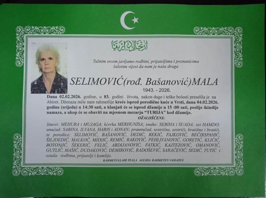 Selimović (rođ. Ba&scaron;anović) Mala