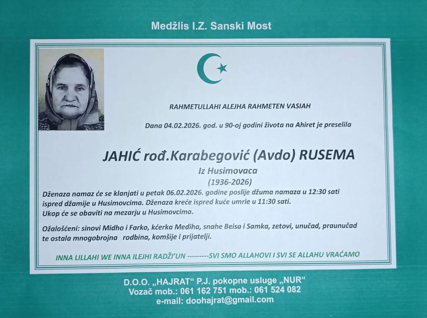 Jahić, rođ. Karabegović (Avdo) Rusema