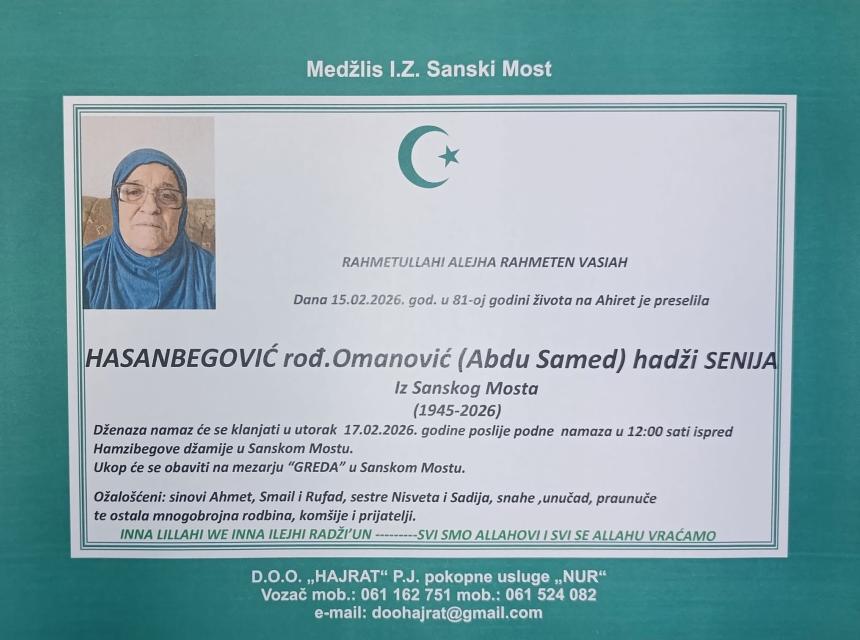 Hasanbegović, rođ. Omanović (Abdu Samed) hadži Senija