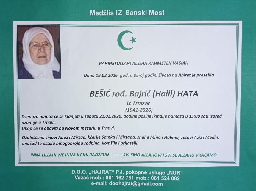 Be&scaron;ić rođ. Bajrić (Halil) Hata