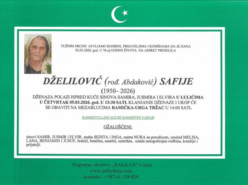 Dželilović (rođ. Abdaković) Safije