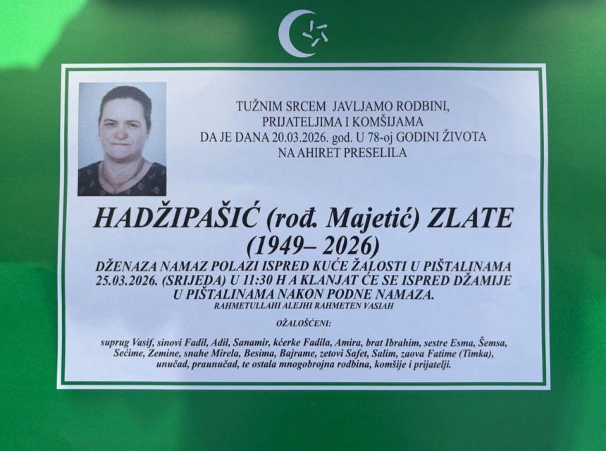 Hadžipa&scaron;ić (rođ. Majetić) Zlate