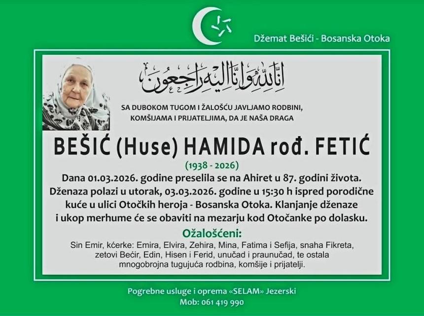 Be&scaron;ić (Huse) Hamida, rođ. Fetić