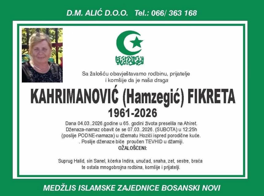 Kahrimanović (Hamzećgić) Fikreta