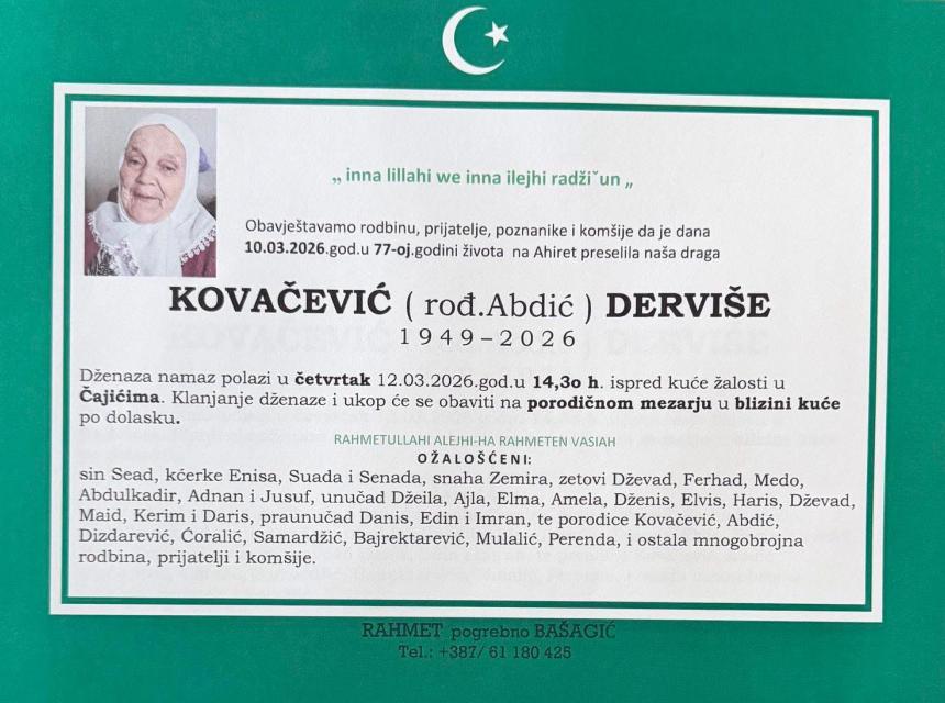 Kovačević (rođ. Abdić) Dervi&scaron;e