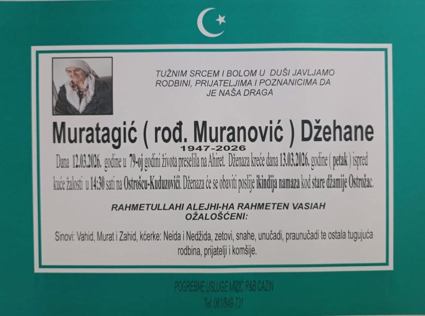 Muratagić (rođ. Muranović) Džehane