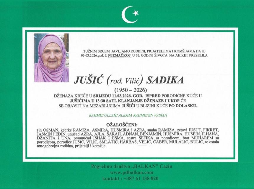 Ju&scaron;ić (rođ. Vilić) Sadika