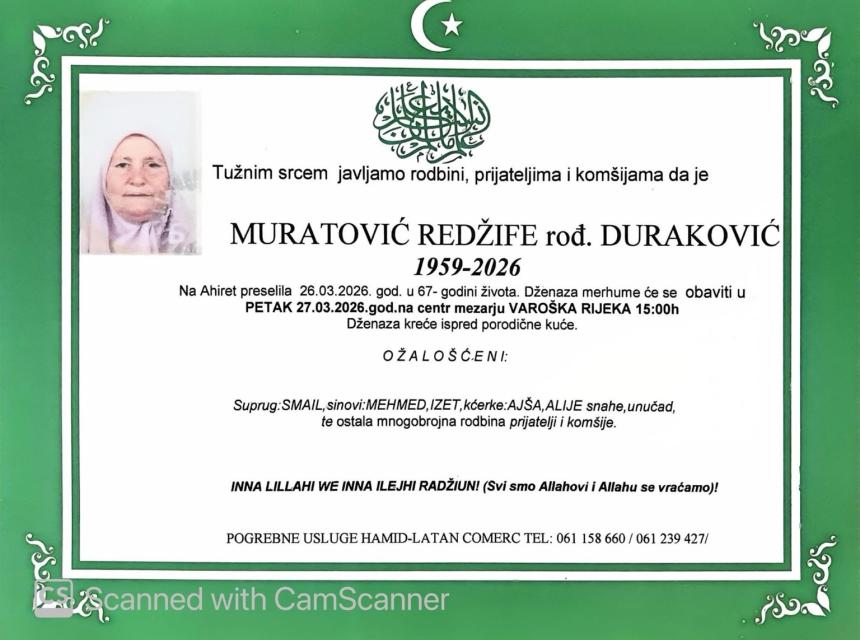 Muratović Redžife, rođ. Duraković