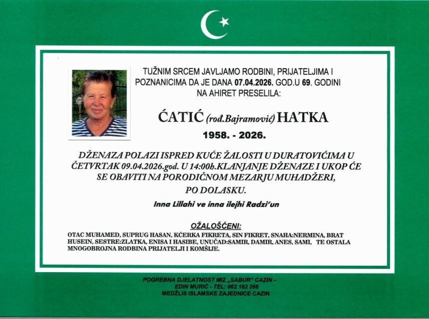 Ćatić (rođ. Bajramović) Hatka
