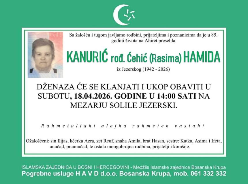 Kanurić, rođ. Ćehić (Rasima), Hamida