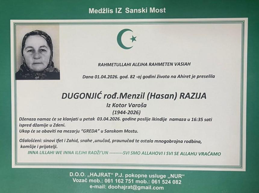 Dugonjić, rođ. Menzil (Hasan) Razija