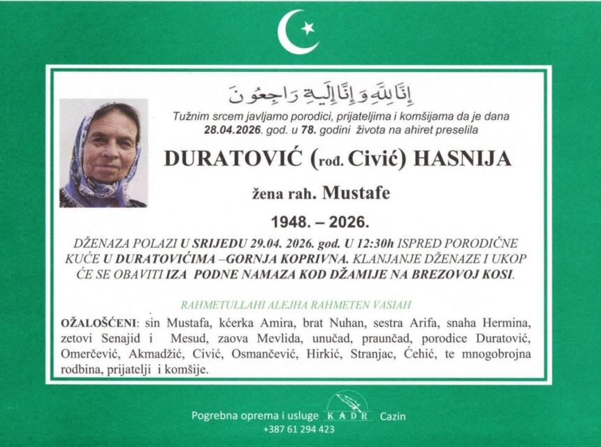 Duratović (rođ. Civić) Hasnija