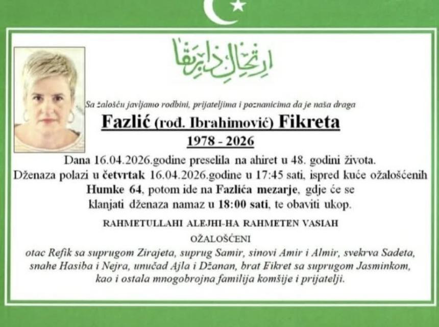 Fazlić (rođ. Ibrahimović) Fikreta