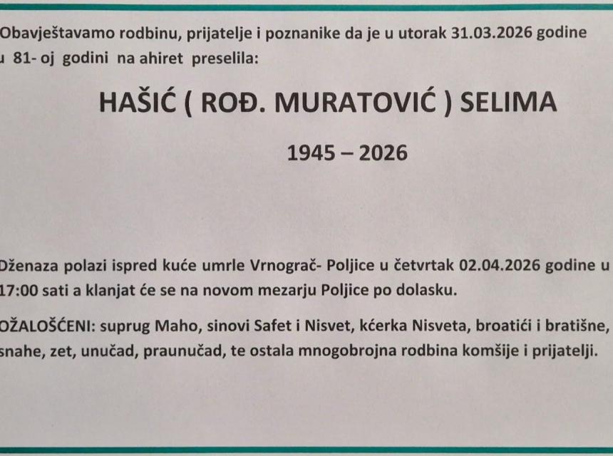 Ha&scaron;ić (rođ. Muratović) Selima