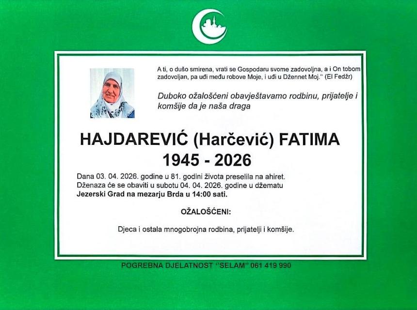 Hajdarević (Harčević) Fatima