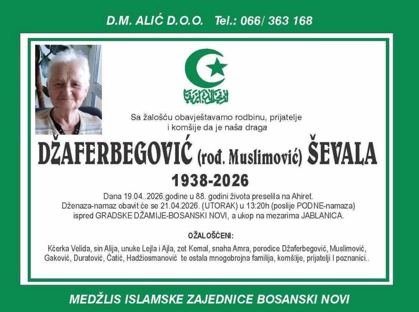 Džaferbegović (rođ. Muslimović) &Scaron;evala